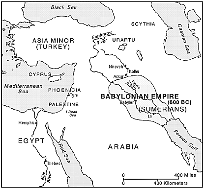 Map of Babylonian Empire (800 BC) (Sumerians)